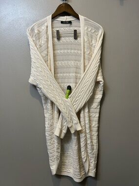Lauren Ralph Lauren Ivory Cable Knit Open-Front Cardigan | Quiet Luxury